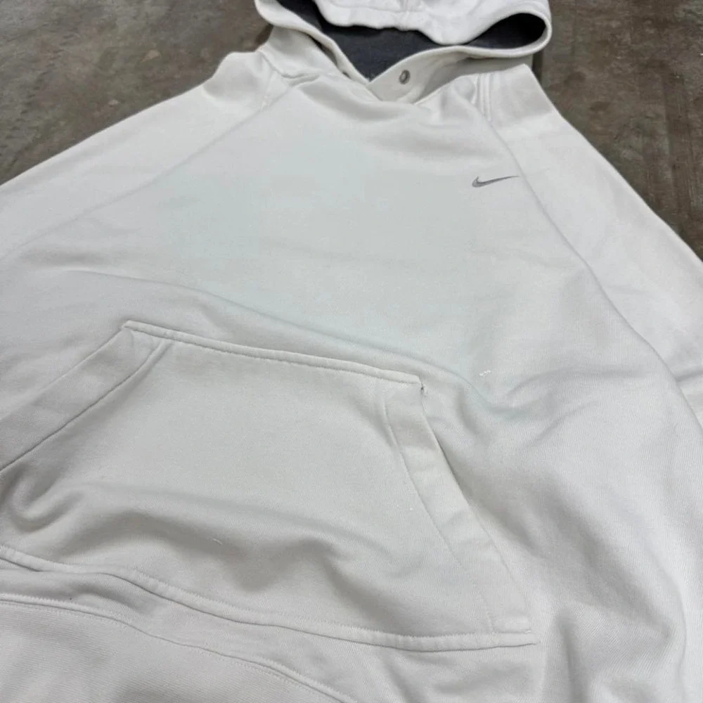 Vintage 90s Nike White‎ Hoodie with embroidered swoosh Size XL